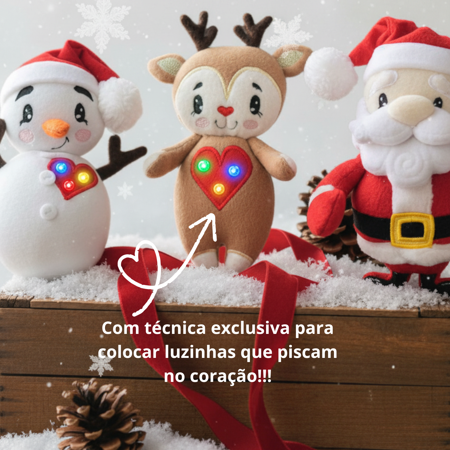 Com técnica exclusiva para colocar luzinhas no coração!!! (Cartão (quadrado)) (1) Projeto Sonhando na neve - Imagem 1