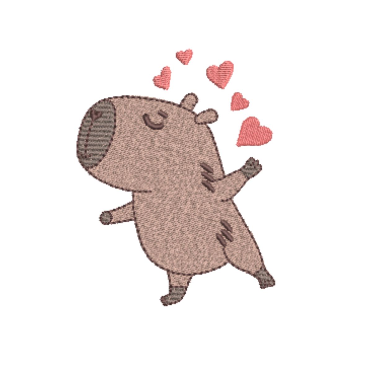 Design sem nome (8) Matriz de Bordado Capivara Cód 01139 - Imagem 1