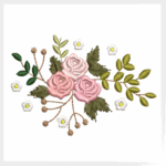 Matriz Bordado Rosas Folhagem