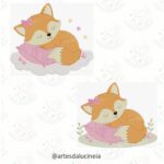 Matriz de bordado raposa ela dormindo 4 e 5