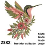 Matriz de bordado beija flor floral