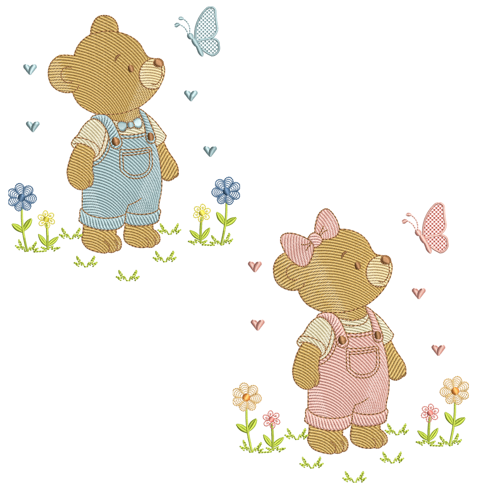 Ursinha-e-ursinho Matrizes de Bordado - Ursinha e Ursinho - Image 1