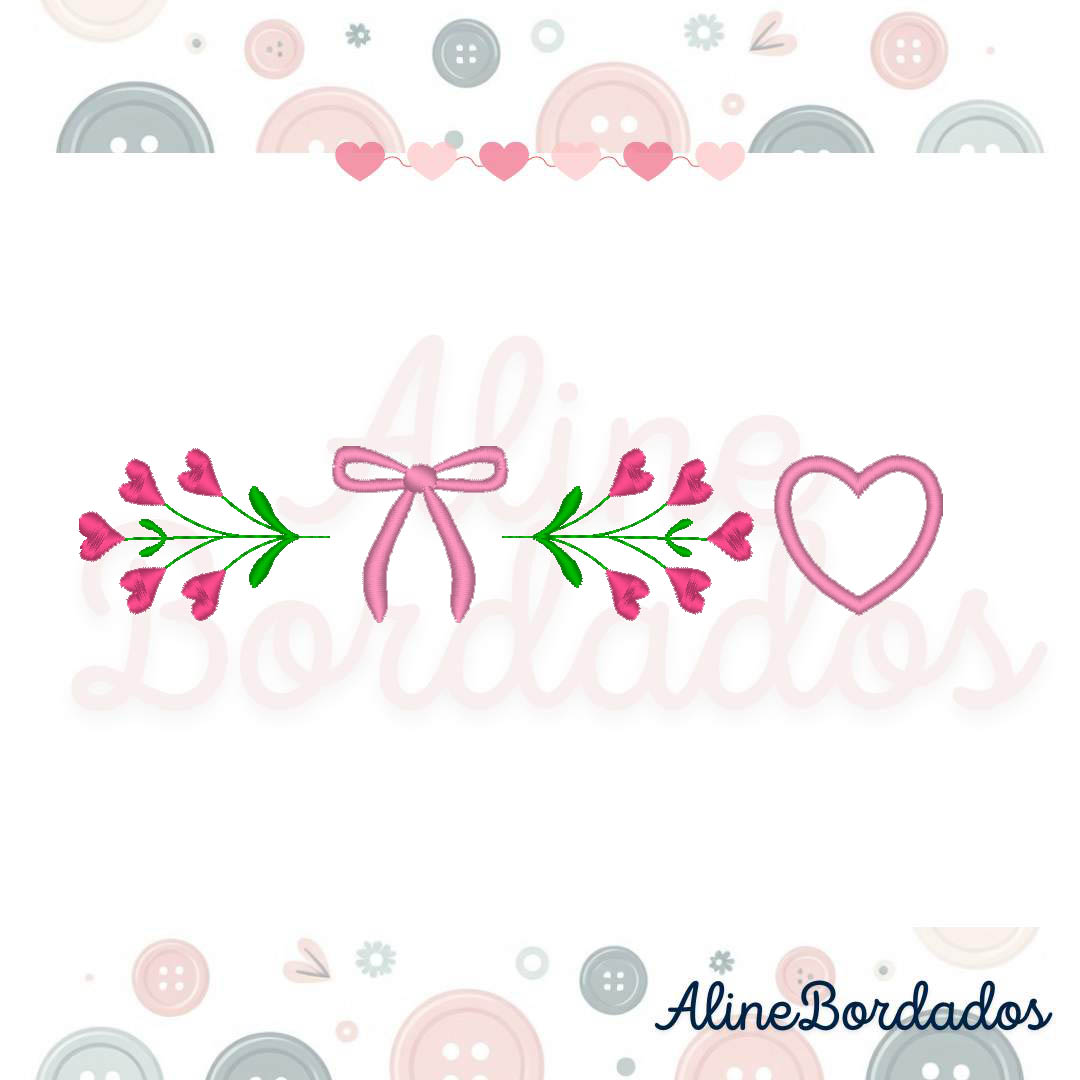 Cópia de Enila Designs - 1 Matriz de Bordado Barrinha Entremeio Laço Coração - Imagem 1