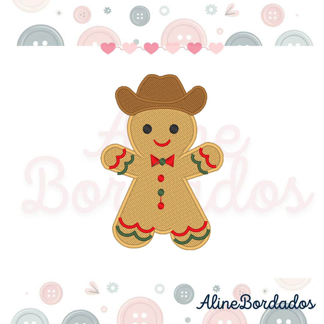 Cópia de Enila Designs - 1 Matriz de Bordado Biscoito de Natal Cowboy - Imagem 1