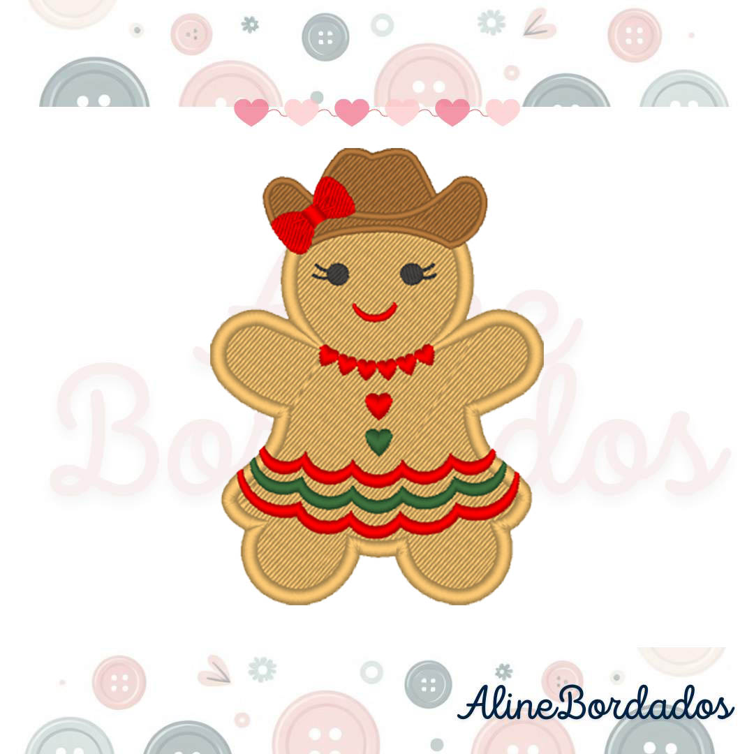 Cópia de Enila Designs - 1 Matriz de Bordado Biscoito de Natal Cowgirl - Imagem 1