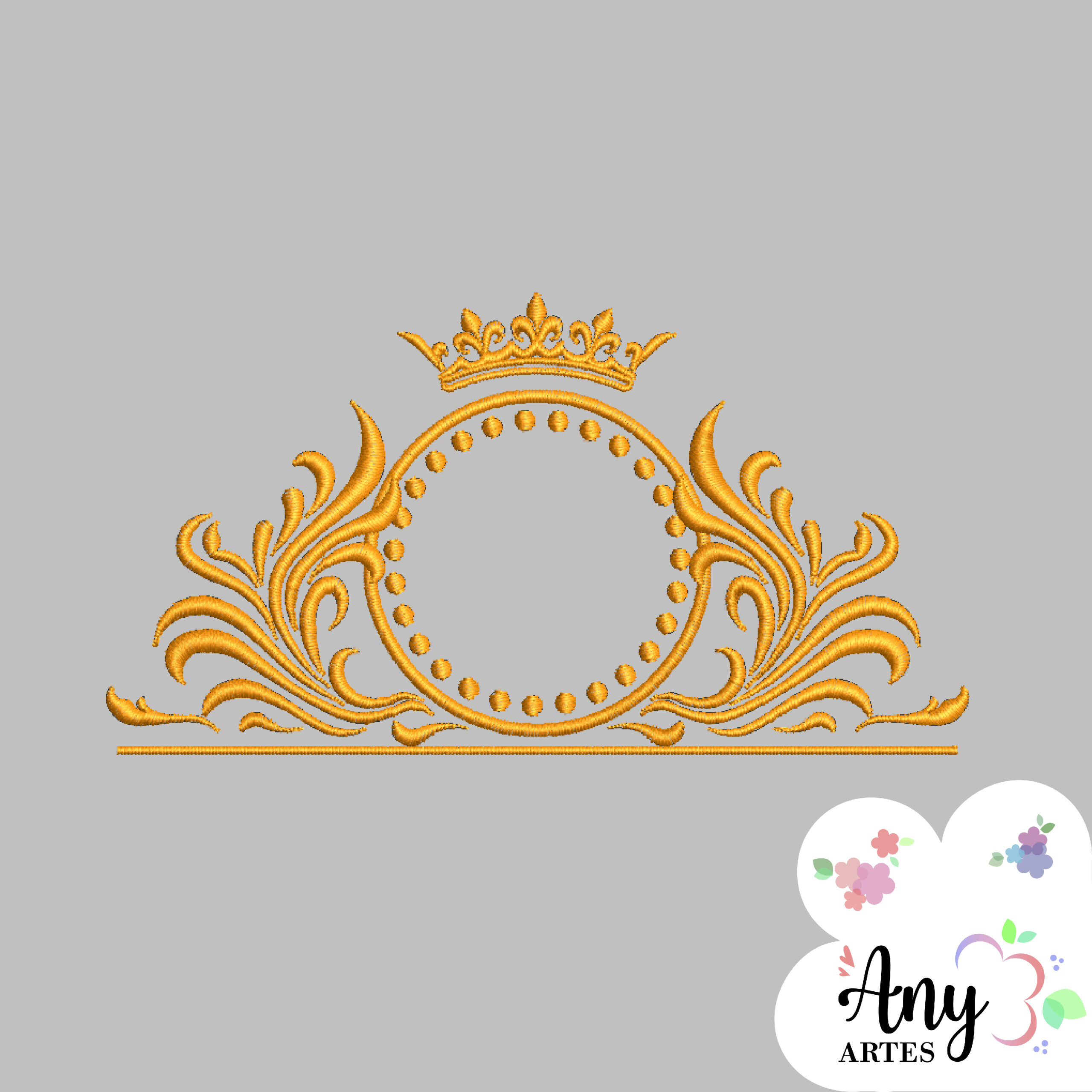 brasao c Matriz de bordado Brasão arabescos coroa - Imagem 1