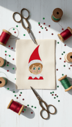 Matriz de Bordado Elfo de Natal Rosto - Imagem 2
