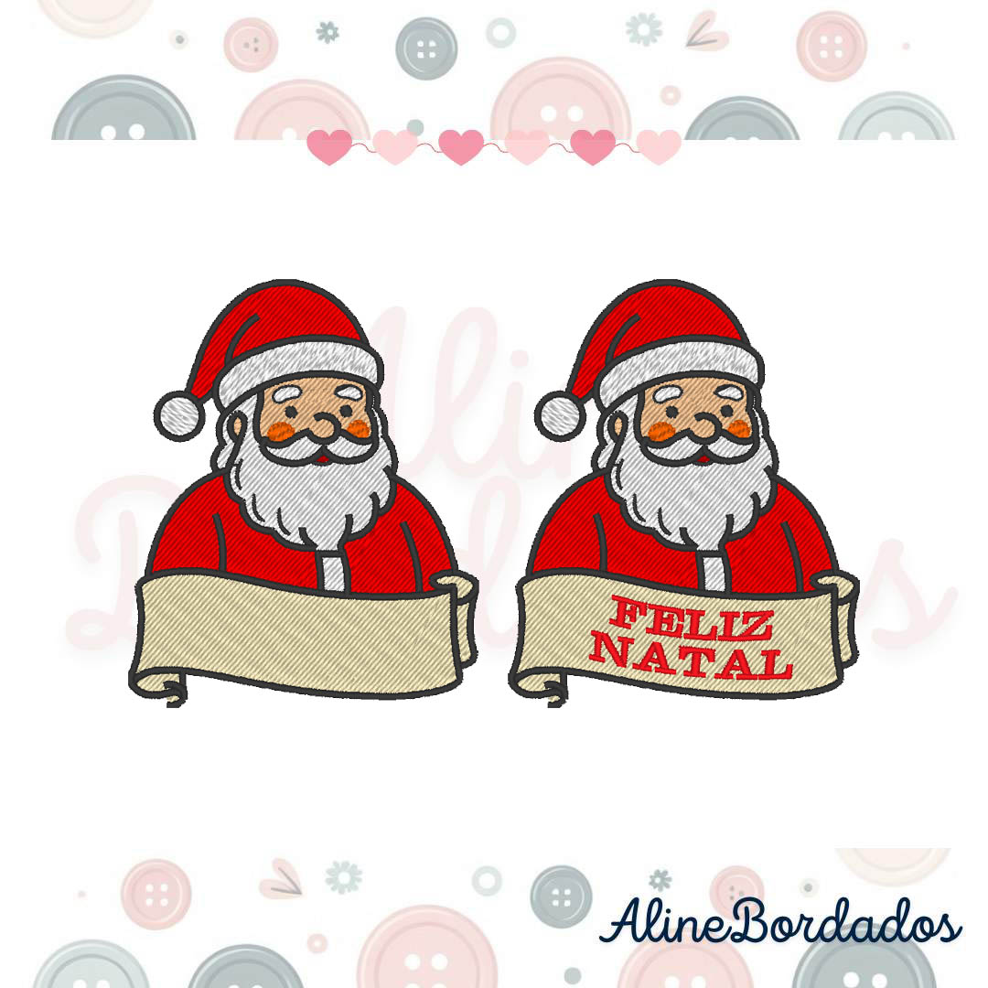 Cópia de Enila Designs - 1 Matriz de Bordado Papai Noel Faixa Feliz Natal - Imagem 1