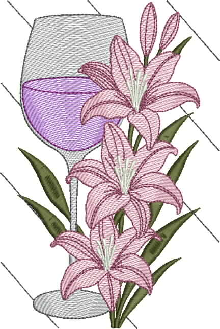 taca com flor Matriz de Bordado Flor na taça Rippled - Imagem 1