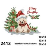 Matriz de bordado urso polar natalino