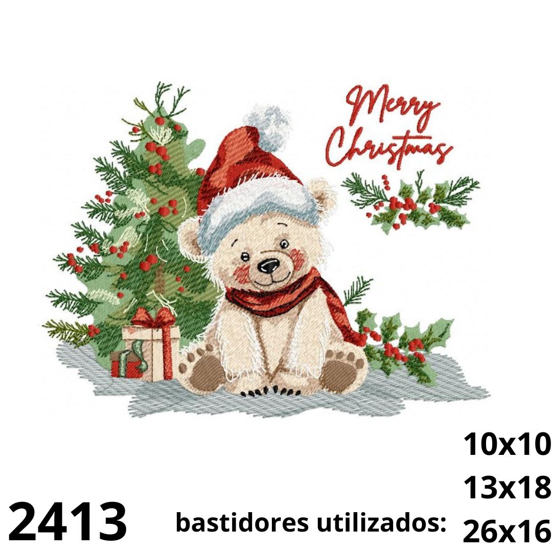 20x15 Matriz de bordado urso polar natalino - Image 1
