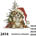 Matriz de bordado cachorro natalino