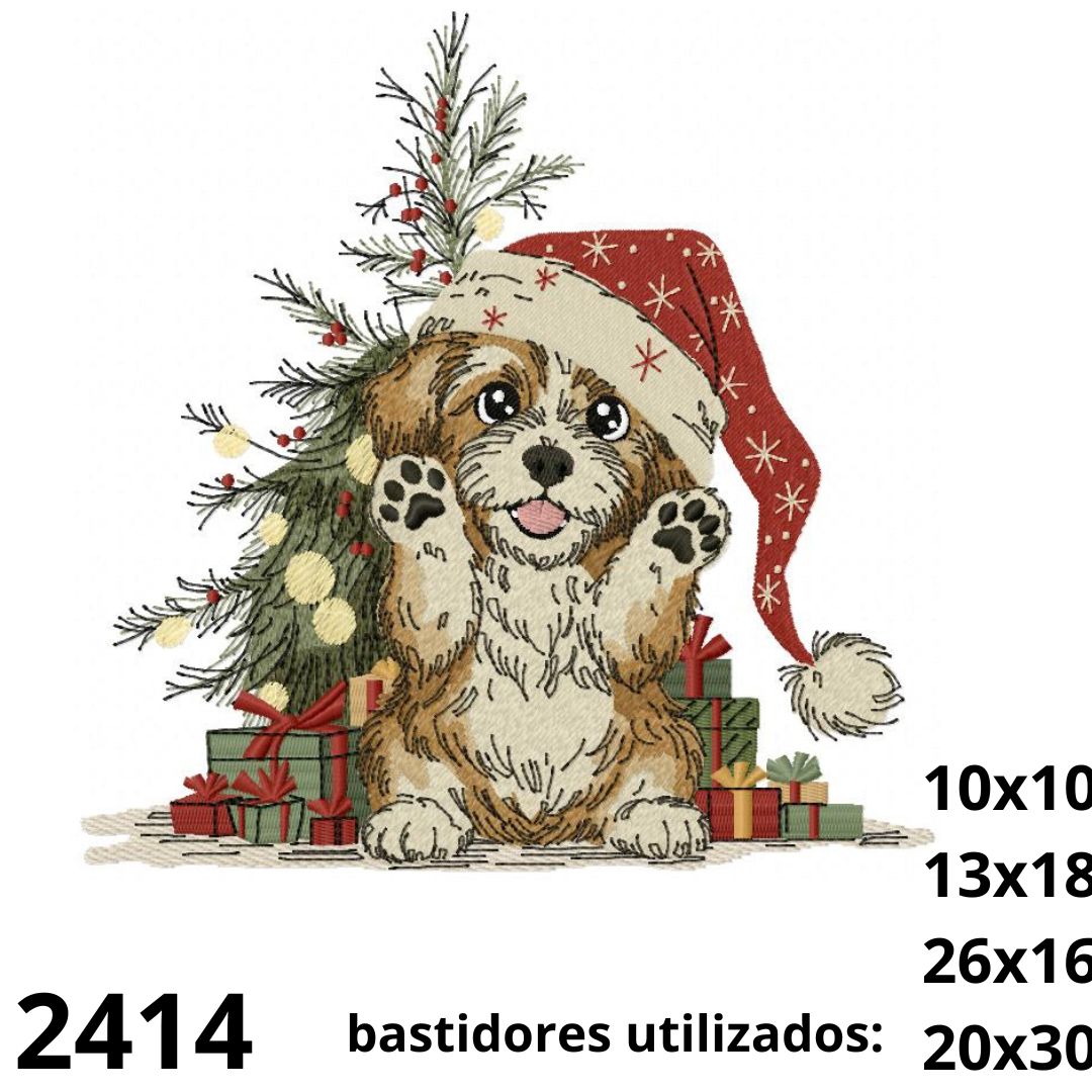 20x20 Matriz de bordado cachorro natalino - Image 1