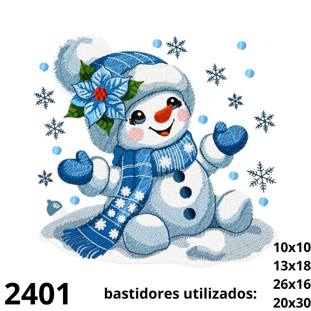 2401 Matriz de bordado boneco de neve 003 - Imagem 1
