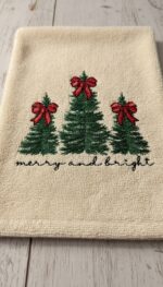 Matriz de bordado barrado de arvores de natal e laços - Image 4