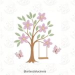 Matrizes de bordado trio floral árvore balanço - Imagem 5