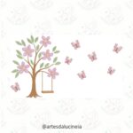 Matrizes de bordado trio floral árvore balanço - Imagem 6