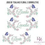 JOGO DE TOALHAS FLORAL e BORBOLETAS - Imagem 2
