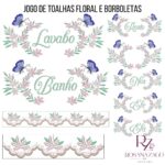 JOGO DE TOALHAS FLORAL e BORBOLETAS