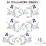JOGO DE TOALHAS FLORAL e BORBOLETAS - Imagem 3