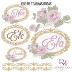JOGO DE TOALHAS ROSAS
