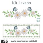 Matriz de bordado kit lavabo margaridas + porta papel higienico