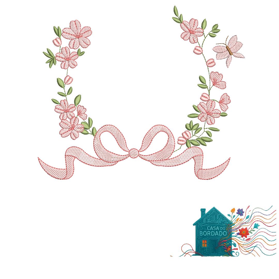 1 Matriz de Bordado Flores Laço - Imagem 1