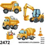 Matriz de bordado transporte e construção infantil