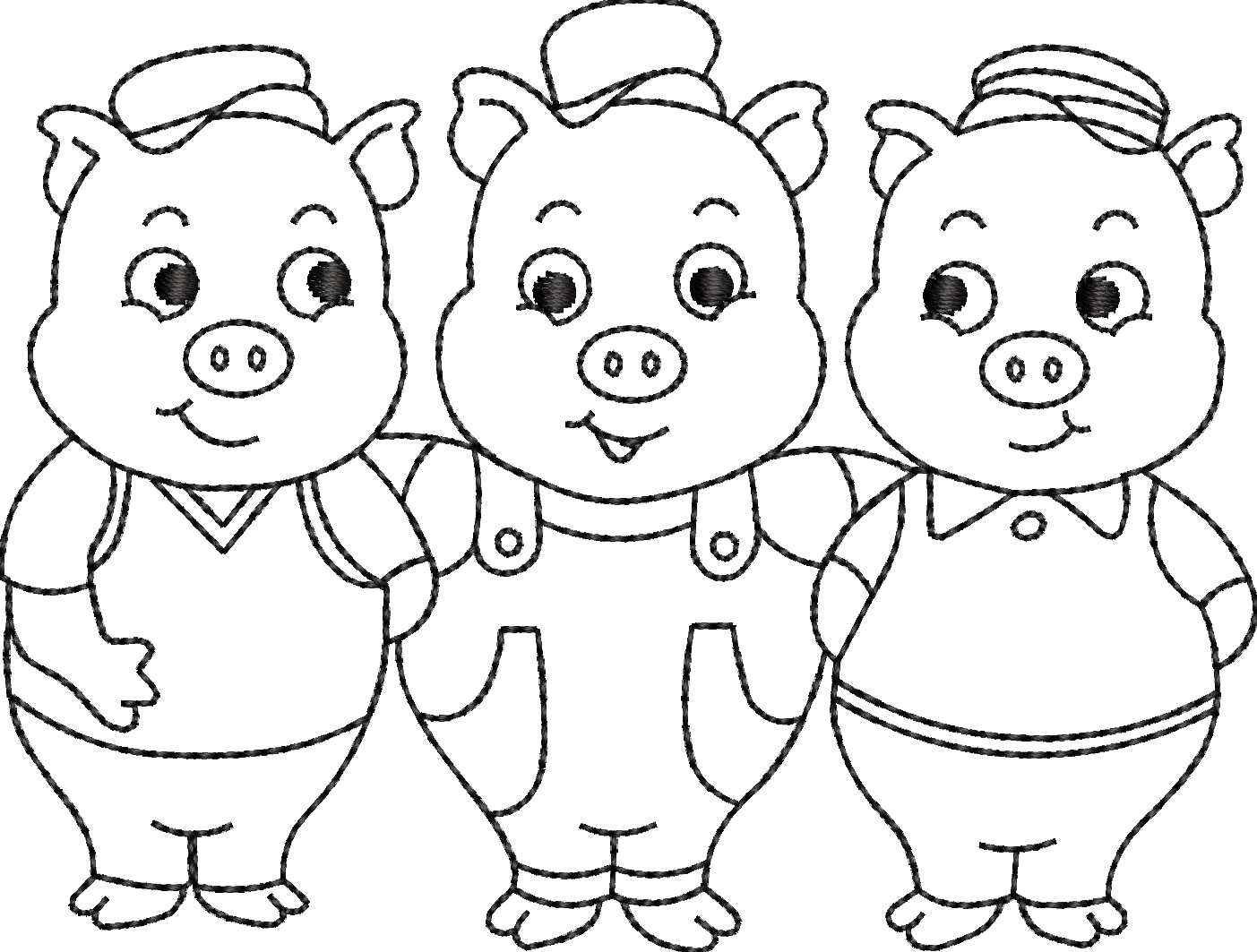 3 porquinhos Matriz de Bordado- Os Trรชs Porquinhos - Imagem 1