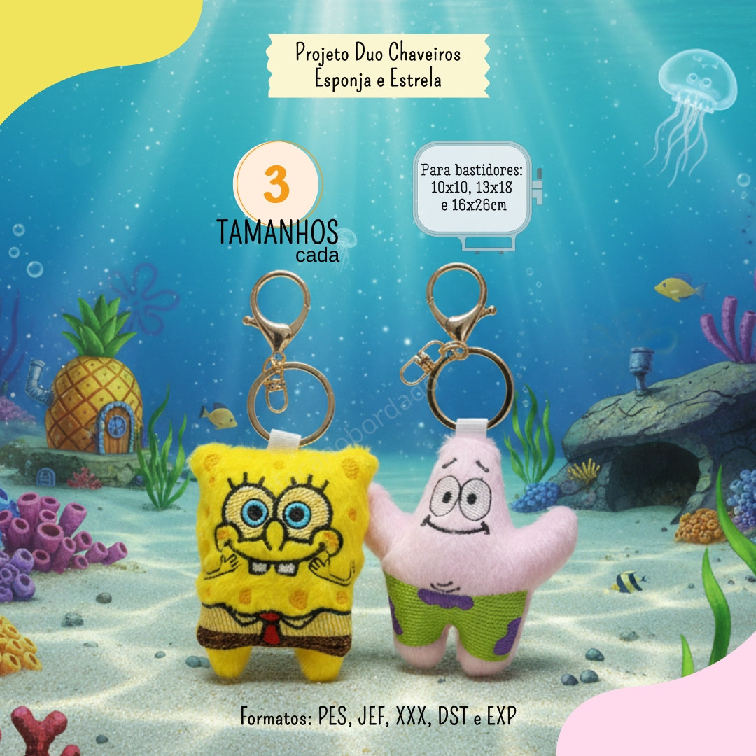 6 Matrizes Chaveiro Duo Esponja e Estrela - Imagem 1