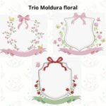 Matrizes de bordado trio Moldura floral