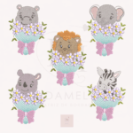 Coleção de Matriz de Bordado Safári Bouquet (Pontos Leves)