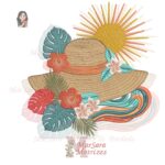 Matriz de Bordado - Verão Chapéu Flores Mar e Sol