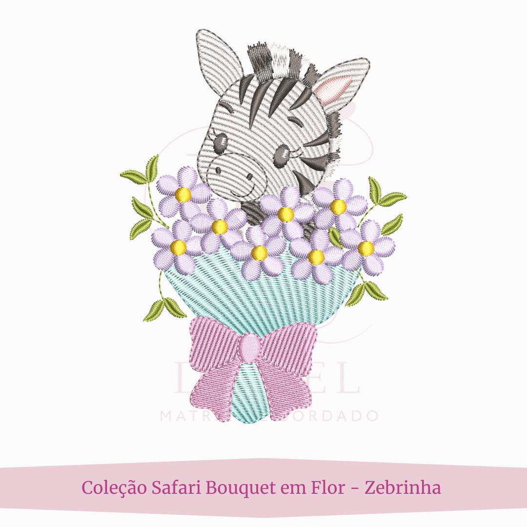 coleΓ§ao safari bouquet zebra Matriz de Bordado SafΓ‘ri Bouquet Zebrinha (Pontos Leves) - Image 1