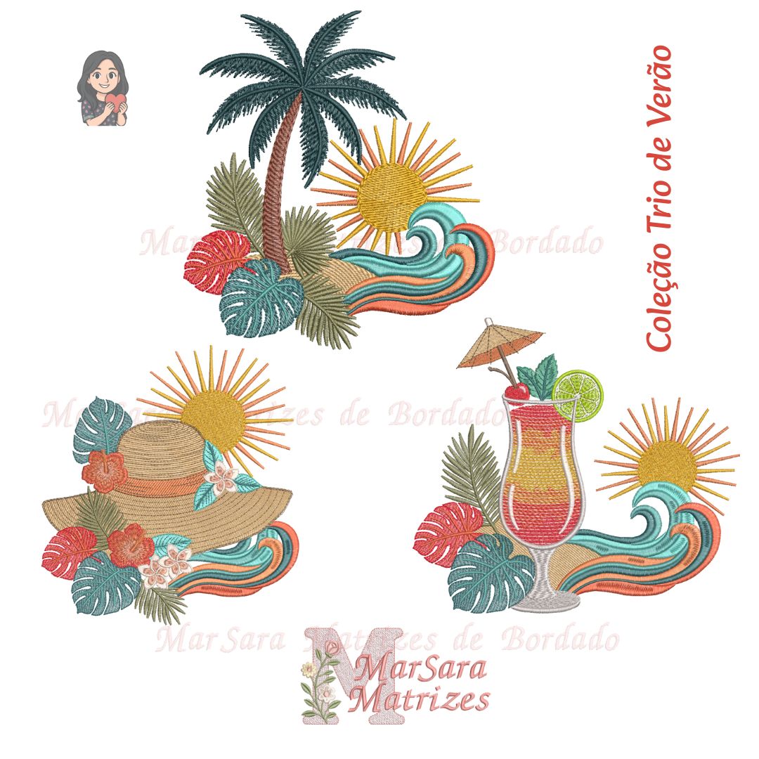 coleção trio de verão para bazar Matrizes de Bordado - Trio Verão Tropical - Imagem 1