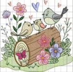 Matriz de Bordado trio passarinhos