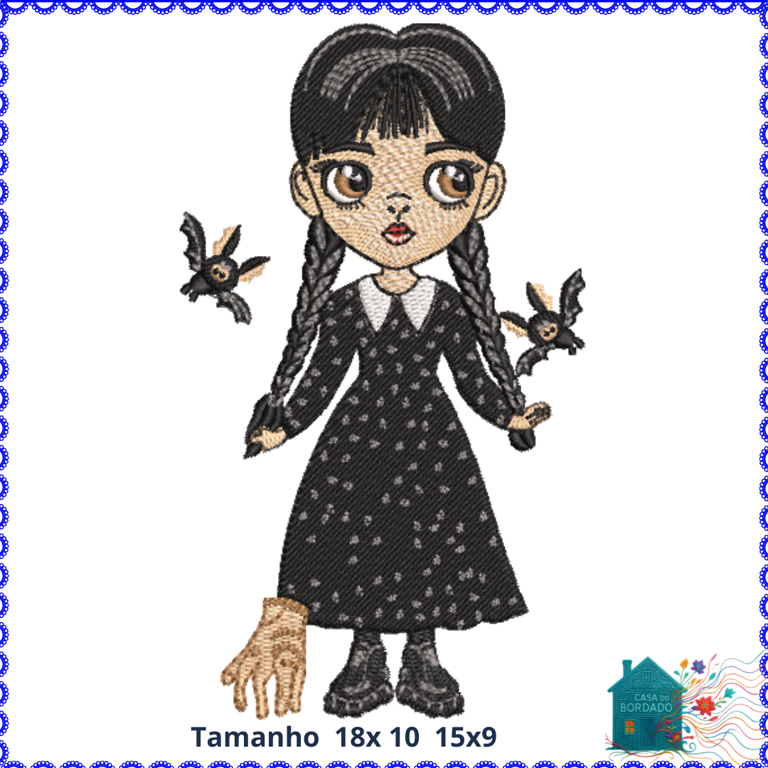wandinha Matriz de Bordado Menina Wandinha - Imagem 1