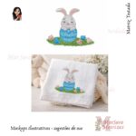 Matriz de Bordado - Coelho dentro do Ovo e Corações