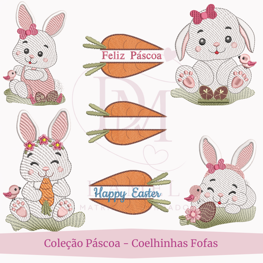 Coleção Páscoa Coelhinhas fofas Coleção Páscoa Coelhinhas Fofas - Imagem 1