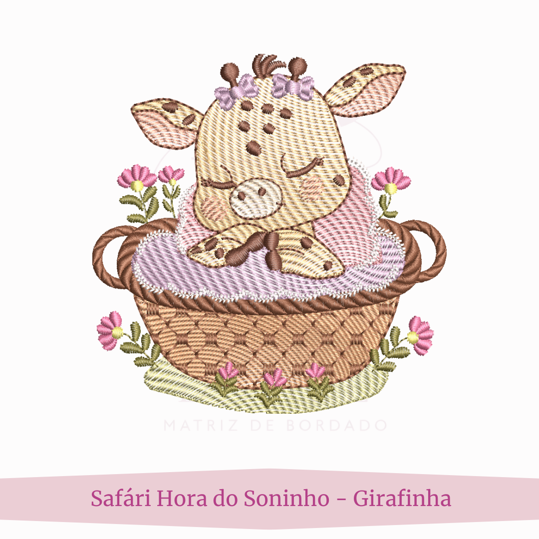 _safari dormindo girafinha Matriz de Bordado SafΓ‘ri Hora do Soninho - Girafa (Pontos Leves) - Image 1