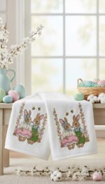 Matriz de bordado CASAL DE COELHOS NO BALANÇO - Image 2