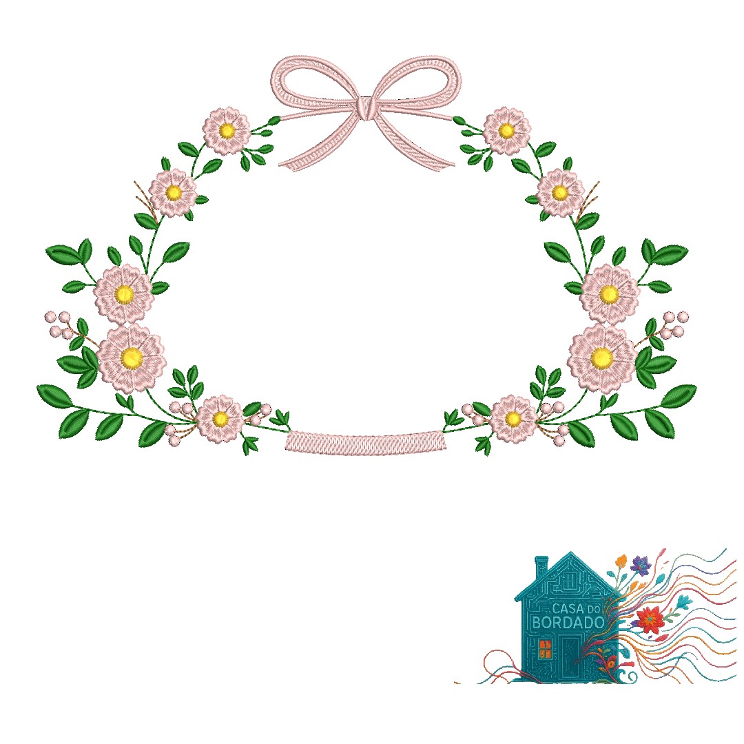 1 Matriz de Bordado Brasão Flor Rosa - Imagem 1