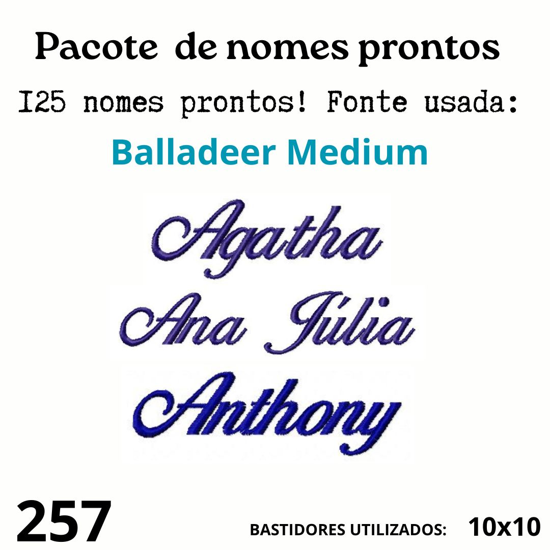 257 Matriz de bordado Pacote com 125 nomes prontos! - Imagem 1