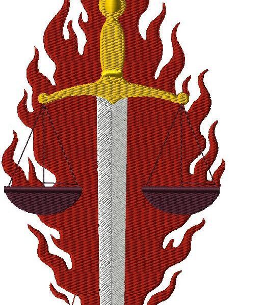 Matriz de bordado/direito/balança/espada