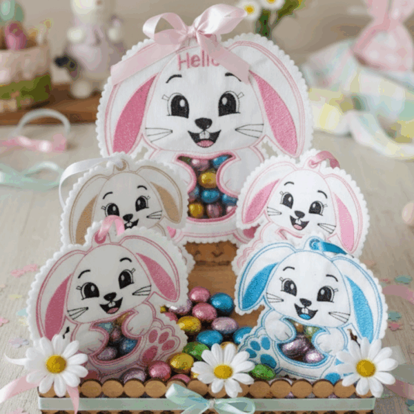 Projeto na Bordadeira Porta Ovinho Coelhinho Páscoa.