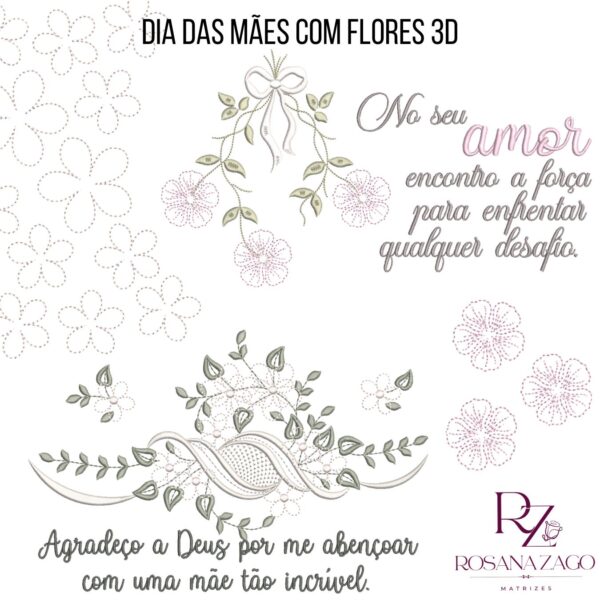 DIA DAS MÃES COM FLORES 3D