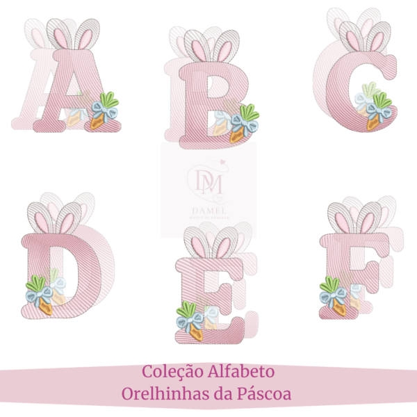 Alfabeto Orelhinhas da Páscoa – Matrizes de Bordado