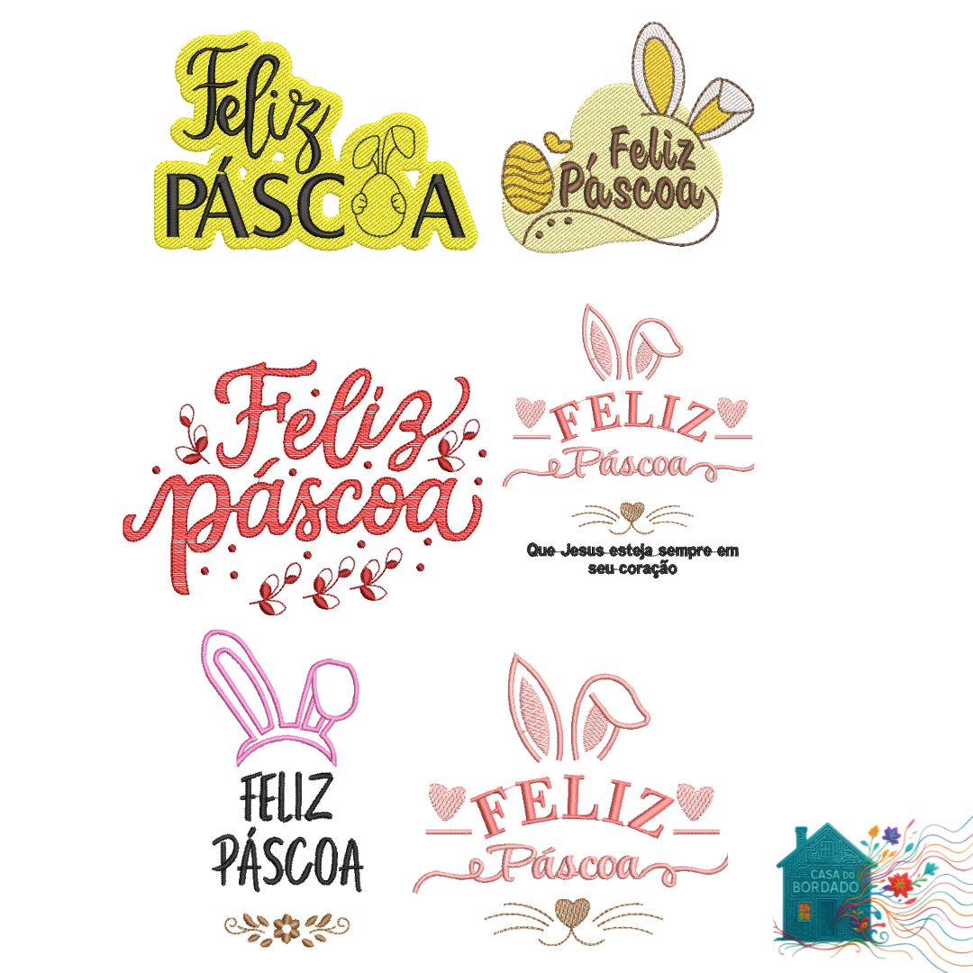 pascoa combo Matriz de Bordado Combo 6 Frases PΓ‘scoa - Image 1
