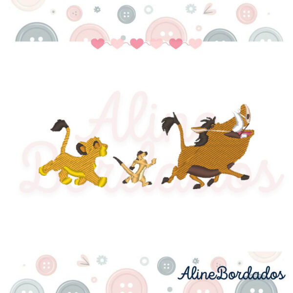 Matriz de Bordado Leão e Amigos Andando