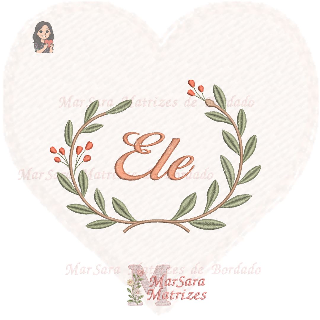 Matriz Moldura Floral Ele Matriz de Bordado - Duo Moldura Floral Ele - Image 1
